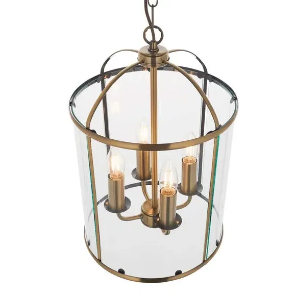 4-Light Pendant Light - Brass, Glass