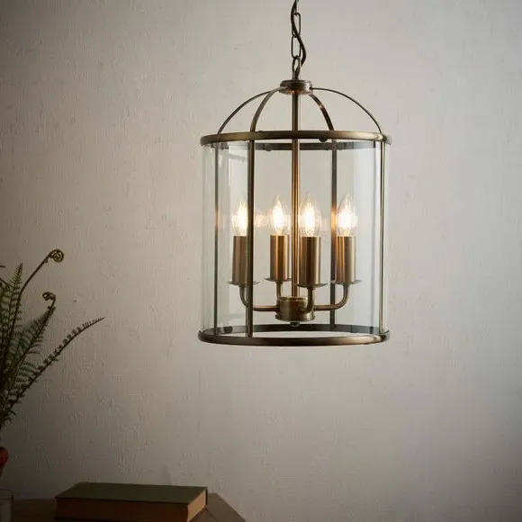 4-Light Pendant Light - Brass, Glass