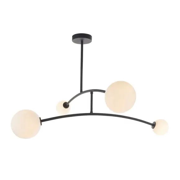 4-Light Semi Flush Ceiling Light - Black, Metal