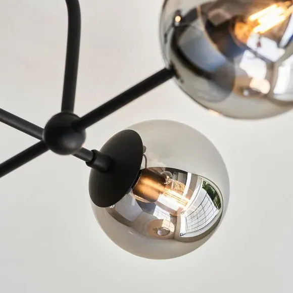 4-Light Semi Flush Ceiling Light - Black, Metal