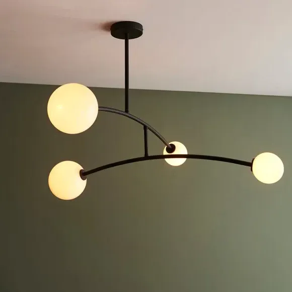 4-Light Semi Flush Ceiling Light - Black, Metal image