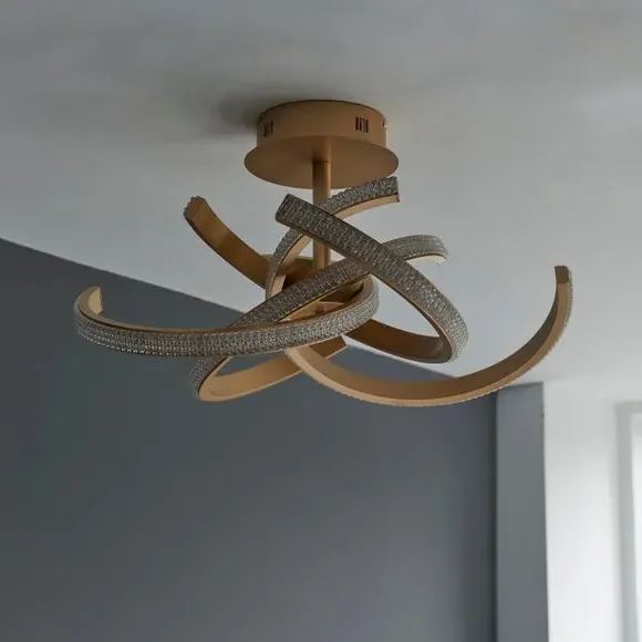 4-Light Semi Flush Ceiling Light - Gold