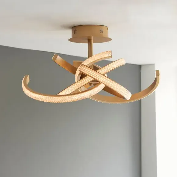 4-Light Semi Flush Ceiling Light - Gold