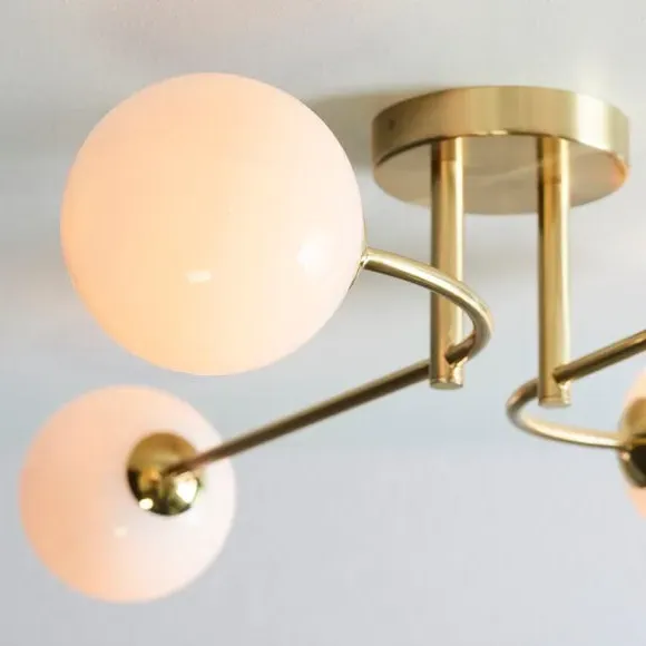 4 Light Semi Flush Ceiling Light - Gold, Brass