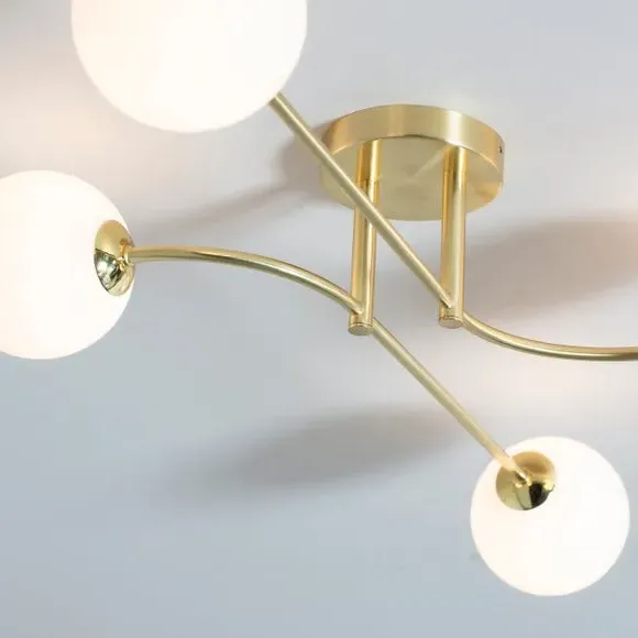 4 Light Semi Flush Ceiling Light - Gold, Brass