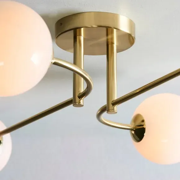 4 Light Semi Flush Ceiling Light - Gold, Brass