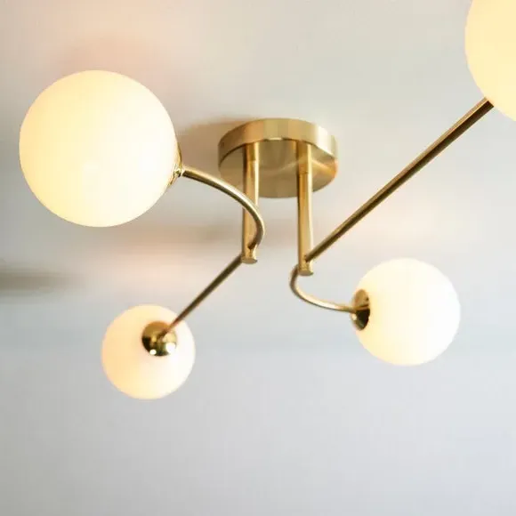 4 Light Semi Flush Ceiling Light - Gold, Brass