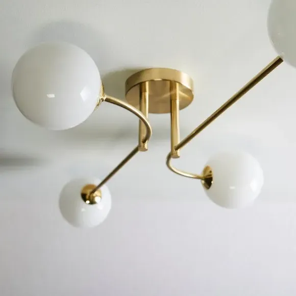 4 Light Semi Flush Ceiling Light - Gold, Brass