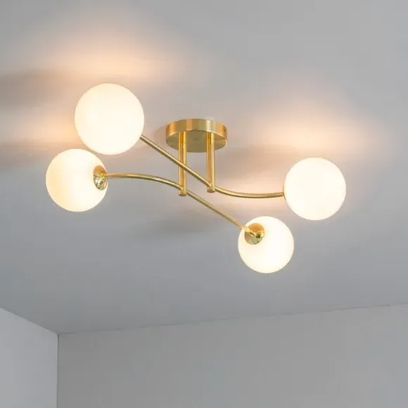 4 Light Semi Flush Ceiling Light - Gold, Brass image