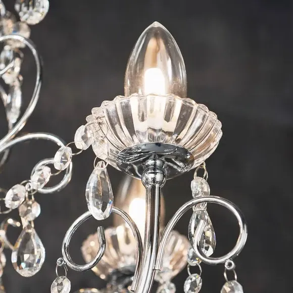 5-Light Bathroom Chandelier - Chrome, Crystal