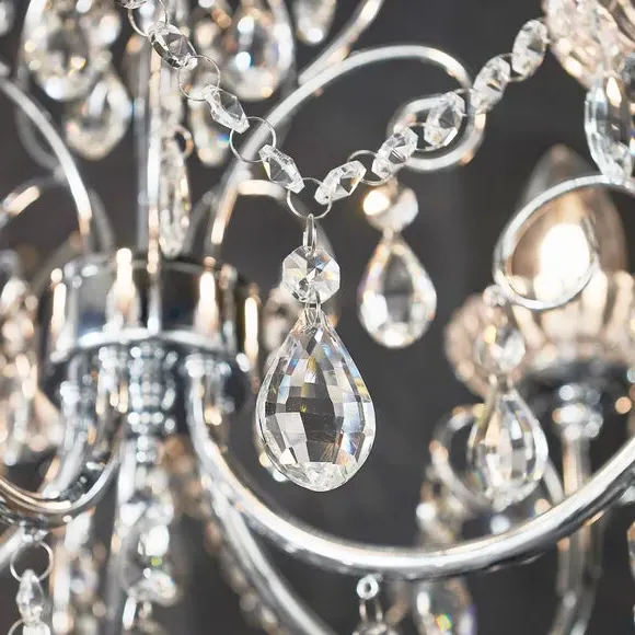 5-Light Bathroom Chandelier - Chrome, Crystal