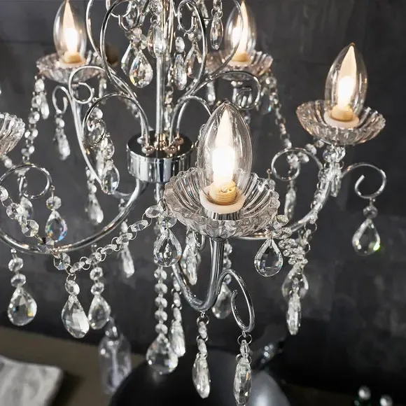 5-Light Bathroom Chandelier - Chrome, Crystal