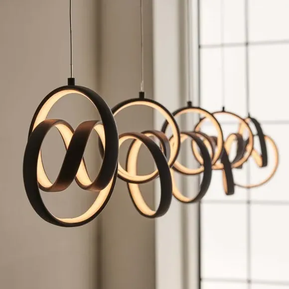 5 Light Ceiling Light with LED Hoops - Black