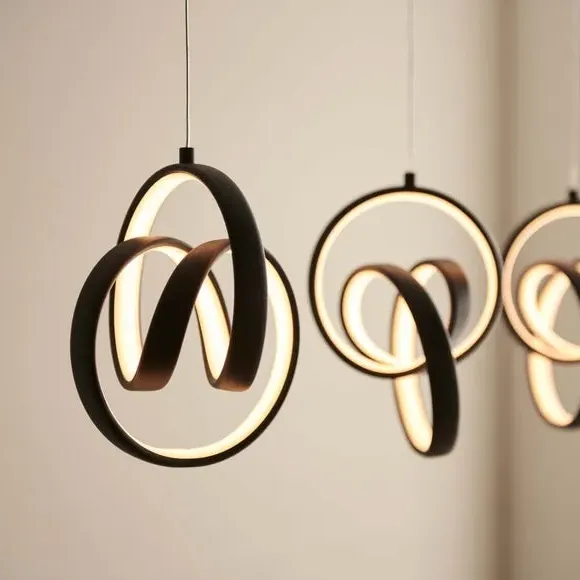 5 Light Ceiling Light with LED Hoops - Black