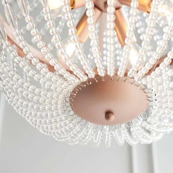 5 Light Chandelier with Glass Beads - Gold