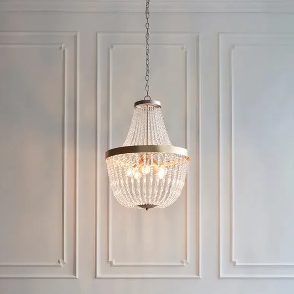 5 Light Chandelier with Glass Beads - Gold image