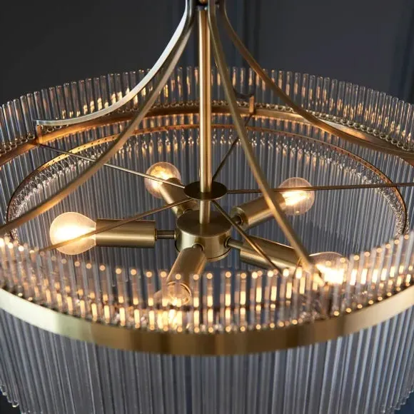 5-Light Chandelier with Glass Rods - Brass