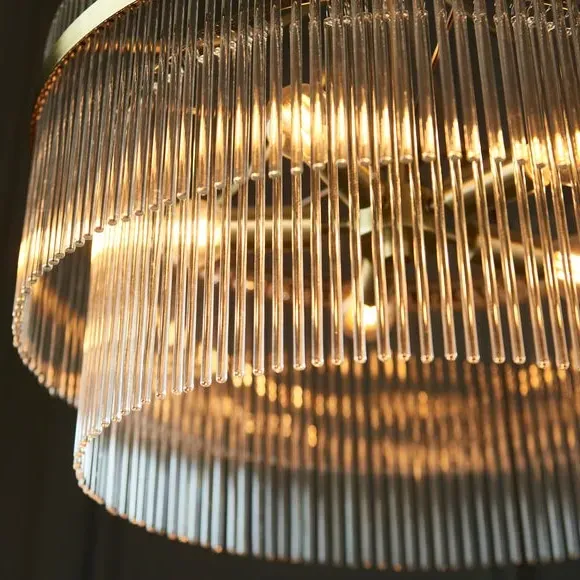 5-Light Chandelier with Glass Rods - Brass