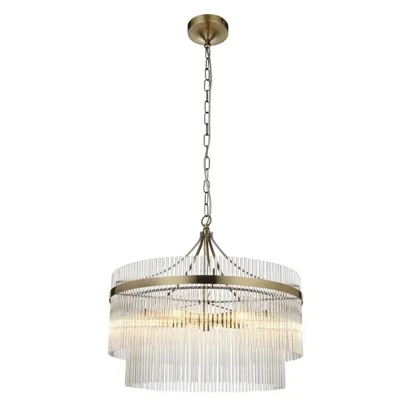 5-Light Chandelier with Glass Rods - Brass
