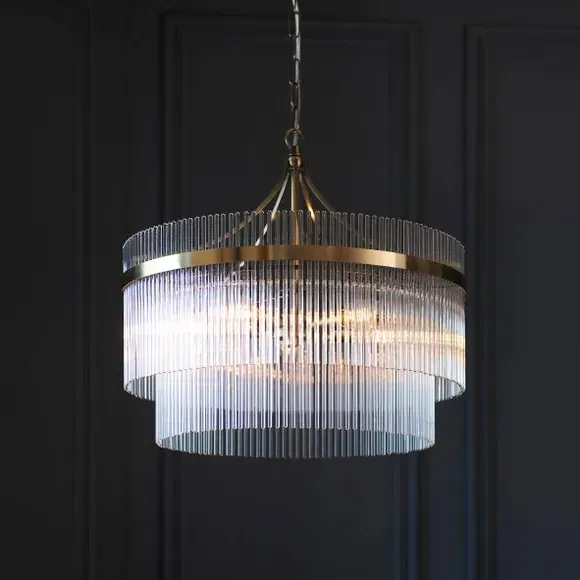 5-Light Chandelier with Glass Rods - Brass image