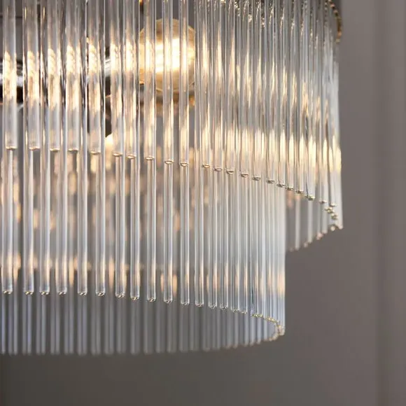 5-Light Chandelier with Glass Rods - Nickel