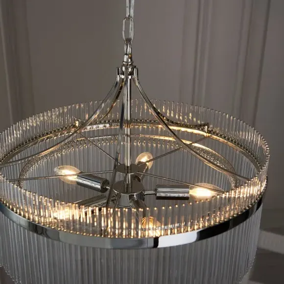 5-Light Chandelier with Glass Rods - Nickel