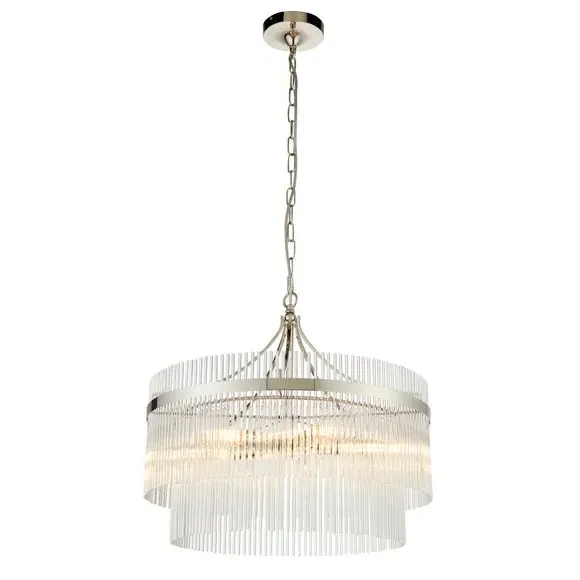 5-Light Chandelier with Glass Rods - Nickel
