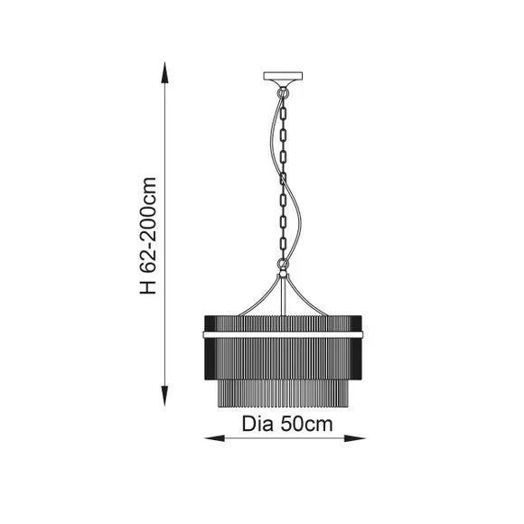 5-Light Chandelier with Glass Rods - Nickel