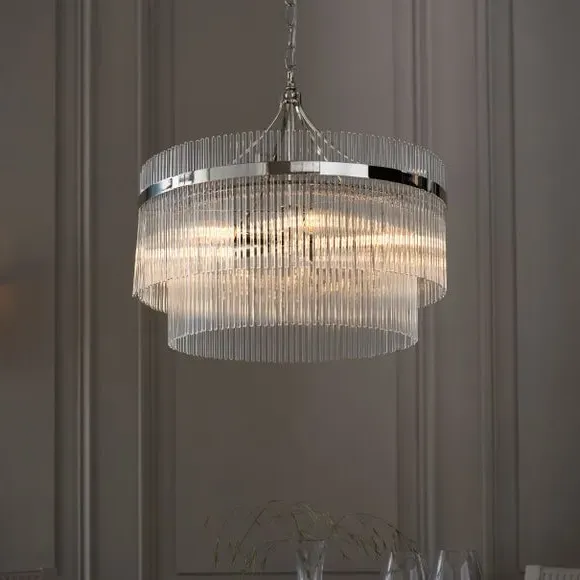 5-Light Chandelier with Glass Rods - Nickel
