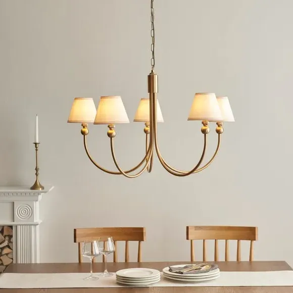 5-Light Curve Pendant Light - Gold, Brass image