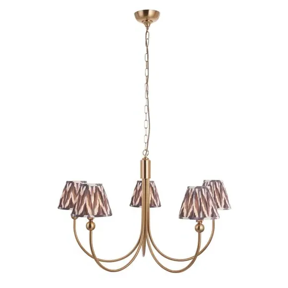 5-Light Curve Pendant Light - Grey, Brass
