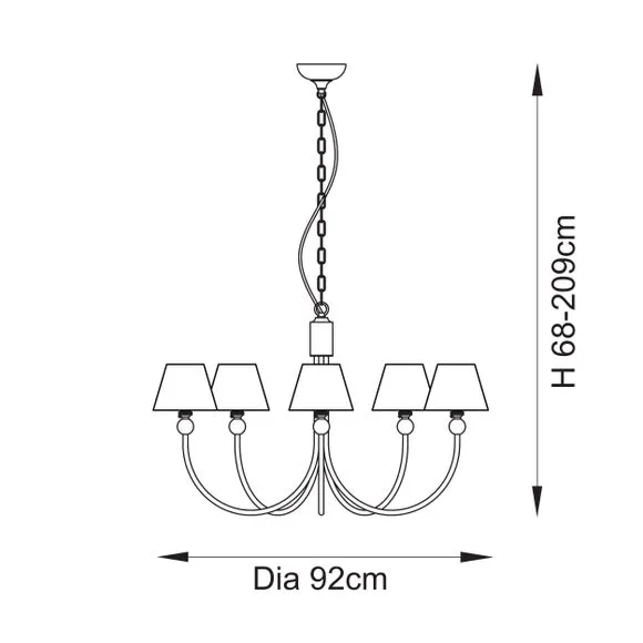 5-Light Curve Pendant Light - Grey, Brass