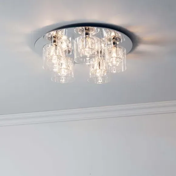 5-Light Flush Ceiling Light - Chrome, Crystal image