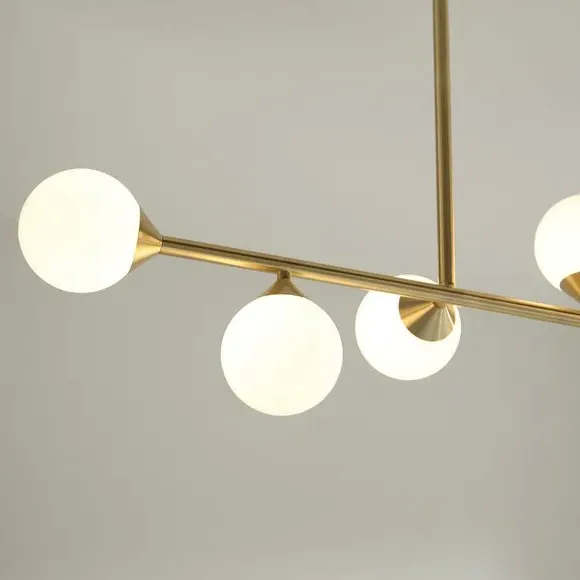 5 Light Linear Ceiling Light - Gold, Glass