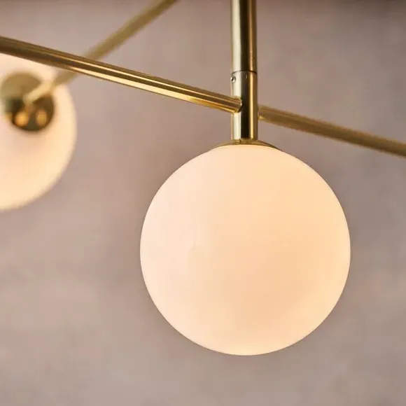5-Light Semi Flush Ceiling Light - Brass, Glass