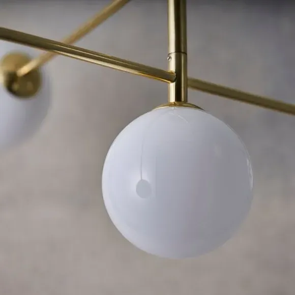 5-Light Semi Flush Ceiling Light - Brass, Glass