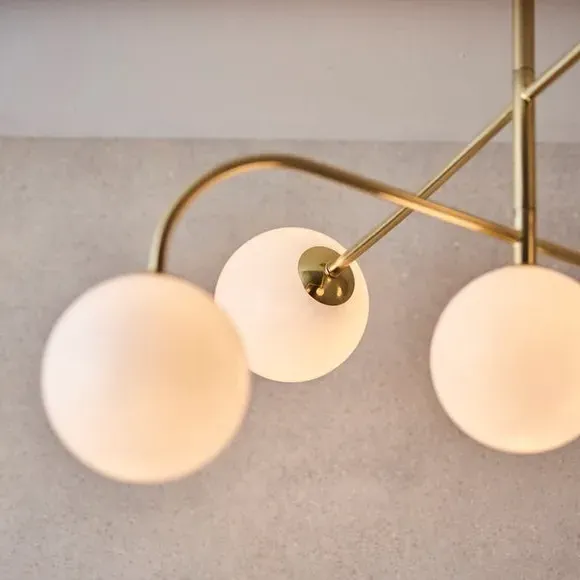 5-Light Semi Flush Ceiling Light - Brass, Glass
