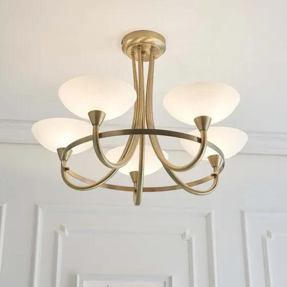 5 Light Semi Flush Ceiling Light - Brass, Metal image