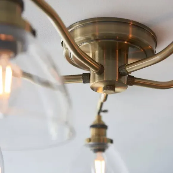 5-Light Semi Flush Ceiling Light - Gold, Metal