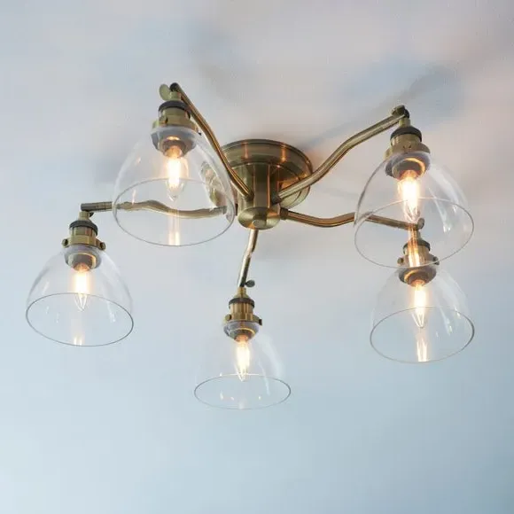 5-Light Semi Flush Ceiling Light - Gold, Metal image