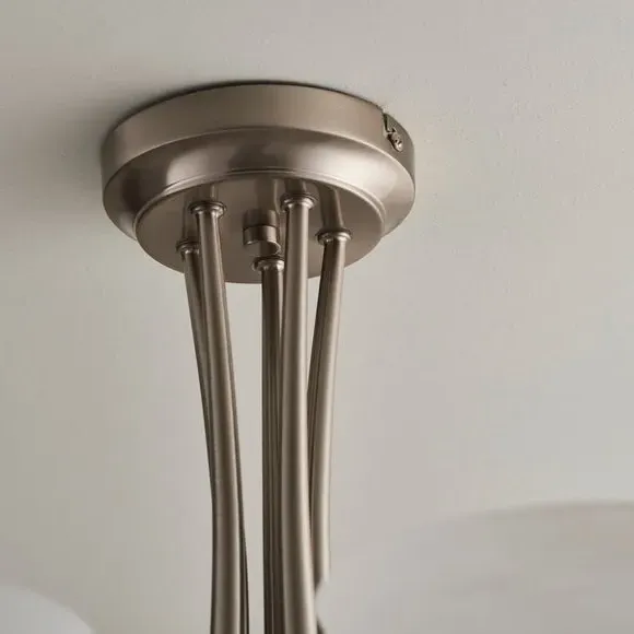 5 Light Semi Flush Ceiling Light - Silver, Metal