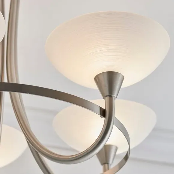 5 Light Semi Flush Ceiling Light - Silver, Metal