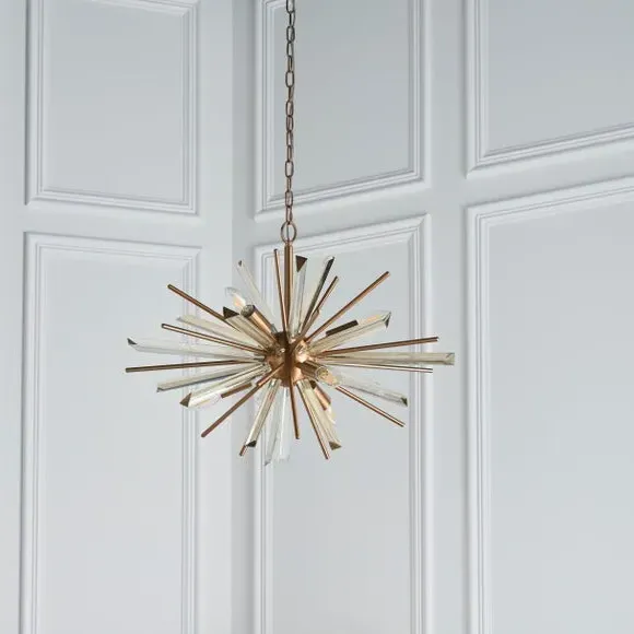 6 Light Ceiling Chandelier Starburst - Brass