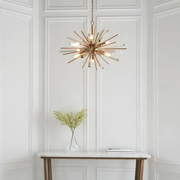 6 Light Ceiling Chandelier Starburst - Brass