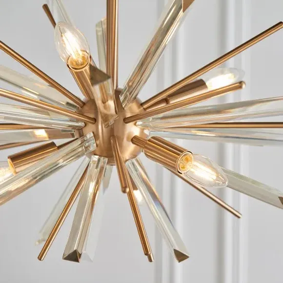 6 Light Ceiling Chandelier Starburst - Brass