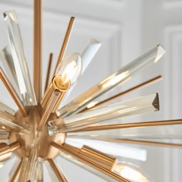 6 Light Ceiling Chandelier Starburst - Brass