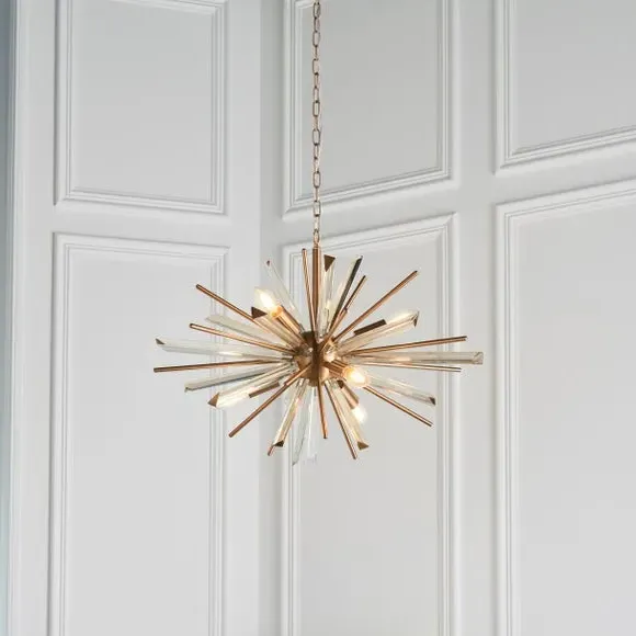 6 Light Ceiling Chandelier Starburst - Brass image