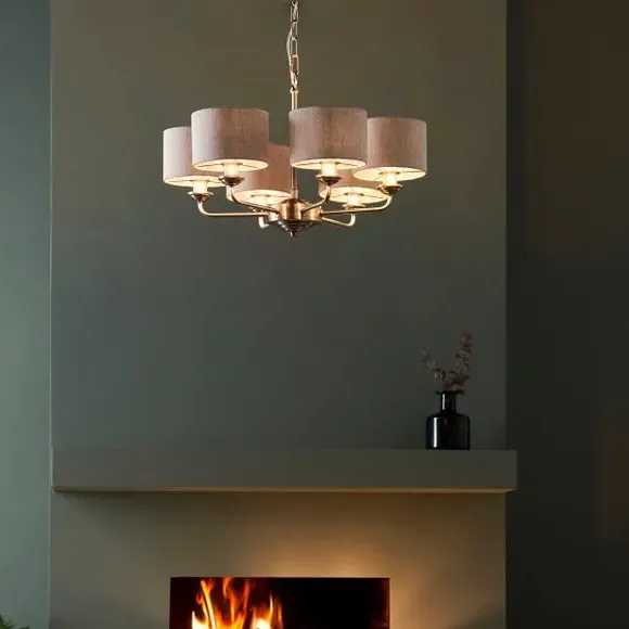 6 Light Ceiling Light - Chrome, Linen