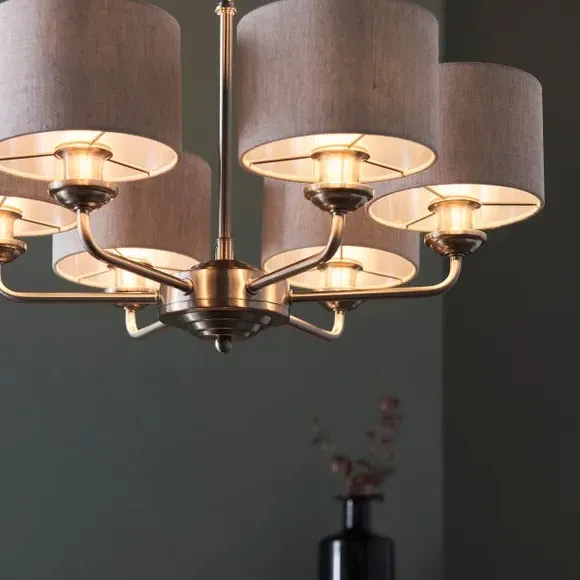 6 Light Ceiling Light - Chrome, Linen