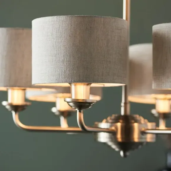 6 Light Ceiling Light - Chrome, Linen
